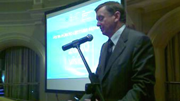Malcolm McCusker speaks at Government House last year.