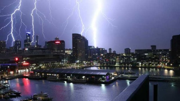 There was a spectacular show of light over Melbourne's skyline as the storm raged.