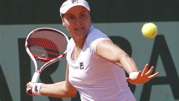 Nadia Petrova of Russia plays in the 2012 French Open.