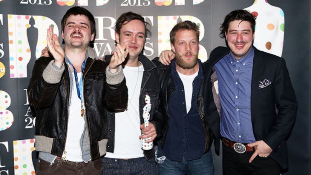 Winston-Marshall, Ben Lovett, Ted Dwane and Marcus Mumford of Mumford & Sons at the 2013 Brit Awards.