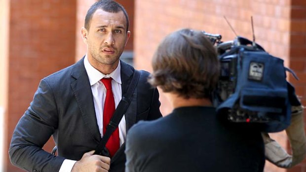 Quade Cooper arrives at ARU headquarters to face a disciplinary hearing.