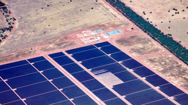 China's solar installations are the equivalent of 50 times Australia's biggest plant at Nyngan in NSW (pictured) - in the first quarter alone.