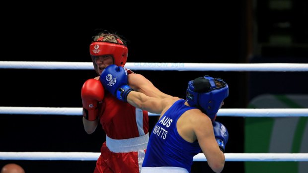 Shelley Watts lands another telling blow on Alanna Audley-Murphy of Northern Ireland.