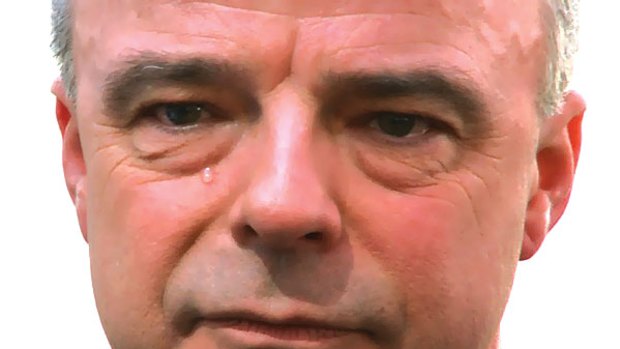 Defeated federal Liberal Party leader Brendan Nelson sheds a tear during his press conference.