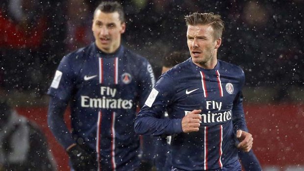Star power ... Paris Saint-Germain's David Beckham and Zlatan Ibrahimovic.
