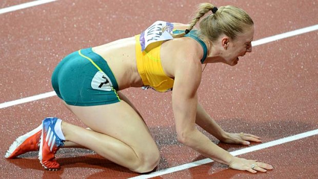 Overcome with emotion ... Sally Pearson finds out she has won.