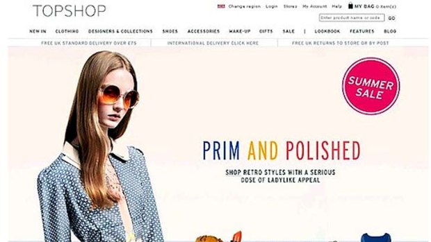 The controversial image of Queensland model Codie Young on the Topshop website.
