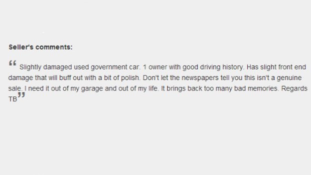 Comments about the car from the 'seller'.