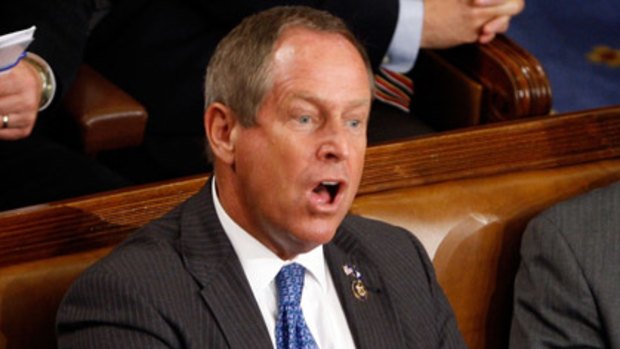 Republican Joe Wilson shouts "You lie" as US President Barack Obama addresses a joint session of the US Congress on September 9, 2009.