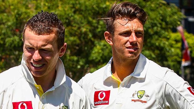 Brothers-in-arms ... despite his scrapper image, Siddle, left, has a soft side and sees Pattinson as his "little brother".