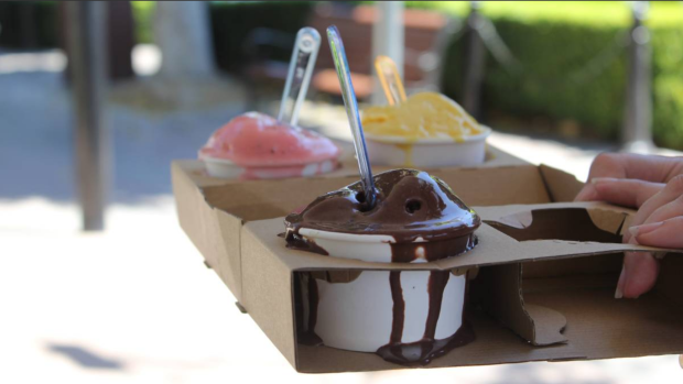 Tasty treat: ice cream melts fast in this heat in Moree.