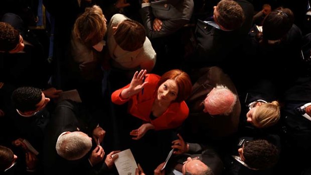 Australia Prime Minister Julia Gillard waves after addressing a Joint Meeting of Congress in Washington DC.