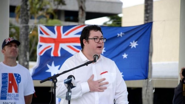 George Christensen speaks at a Reclaim Australia rally in Mackay in 2015. Photo: ABC News