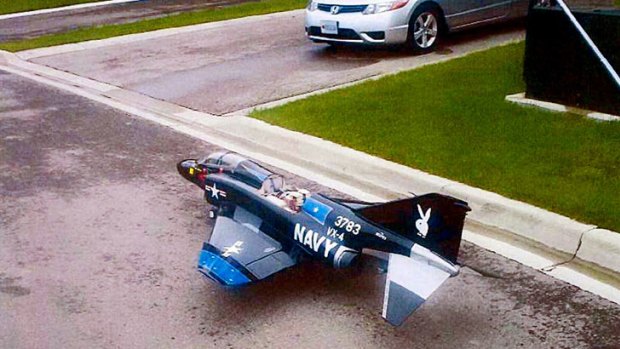 A remote controlled model of the US Navy's 1960s Phantom jet fighter that Rezwan Ferdaus was allegedly planning to fly into the Pentagon and the Capitol building.