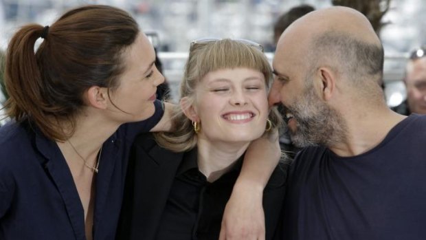 It's all about <i>Love</i> (and sex clearly): Actors Aomi Muyock, left, Klara Kristin and director Gaspar Noe.