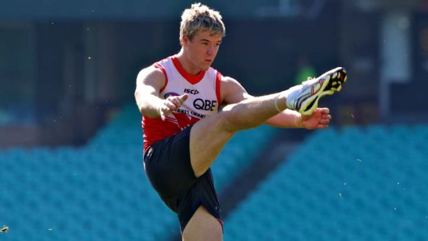 Big steps &#8230; young Sydney Swans player Luke Parker training at the SCG.