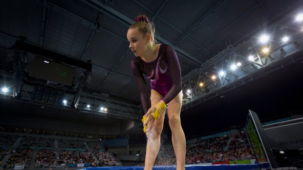 Competitive: Grace Flood competed at the Australian gymnastics championships in May and devotes about 32 hours a week to her training – while simultaneously working on her VCE. 
