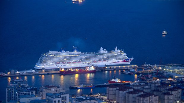 P&O Cruises Britannia arrives in Gibraltar en route to her naming ceremony in Southampton. 