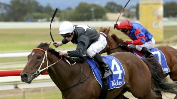King James: James McDonald scores on Leebaz in the Hawkesbury Gold Cup on Saturday.