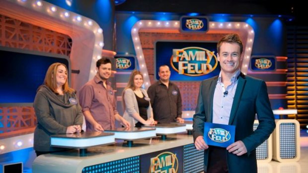 Grant Denyer on the set of Family Feud.
