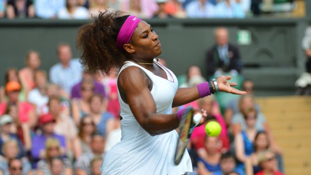 Serena Williams en route to winning her semi-final against Victoria Azarenka.