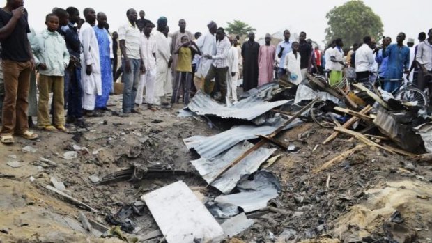 The crater left by one of the Maiduguri blasts.