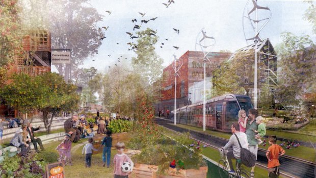 The Age news clay lucas story..14/3/2017 An image of what Melbourne would look like under a low-carbon plan presented by Melbourne University planning and environment experts. SOURCE: Melbourne University