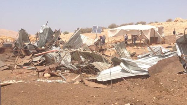 The demolished village of Khirbet Makhoul in the Jordan Valley.