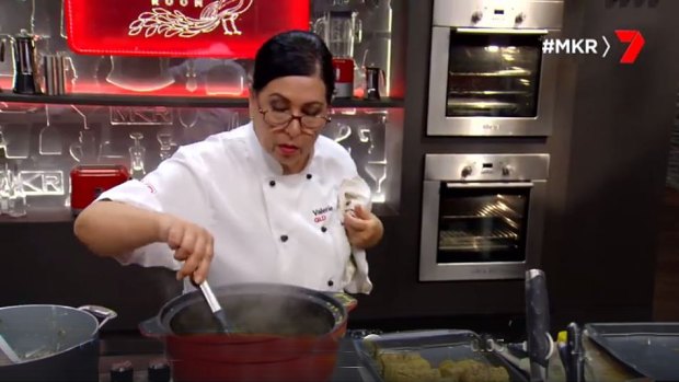 Valarie poaching fish until the lat minute during MKR's grand final.