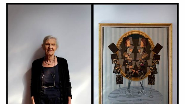 Helen Maudsley, wife of painter John Brack, with the work she has donated to Melbourne University's Ian Potter Gallery.