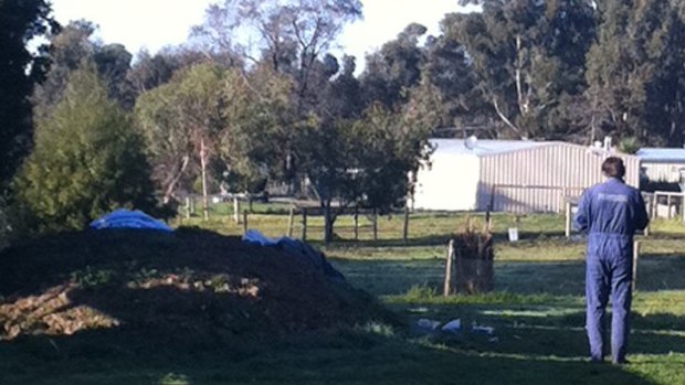 A police officer at the scene of the Cannons Creek explosion this morning.
