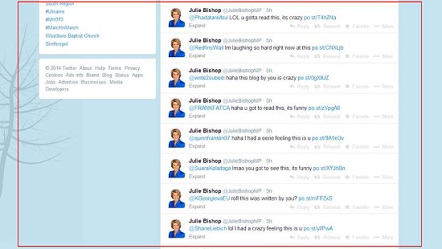The tweets from Julie Bishop's account.