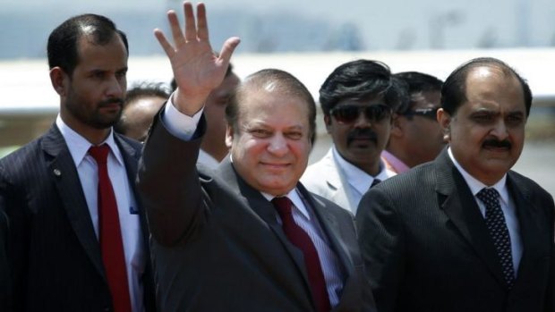 Pakistani Prime Minister Nawaz Sharif arrives to attend the ceremony.