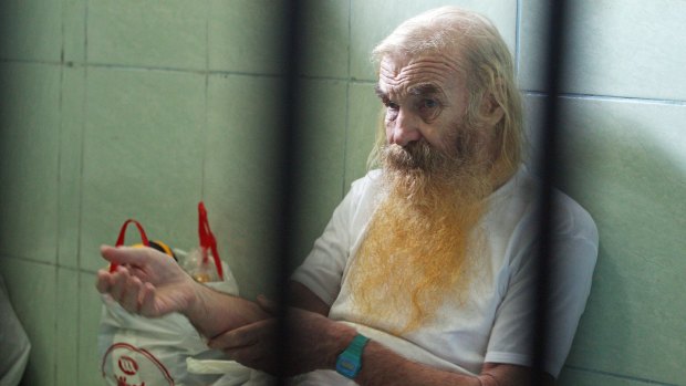 Australian Robert Andrew Fiddes Ellis sits in a cell at the Prosecutors Office in Bali, Indonesia. 