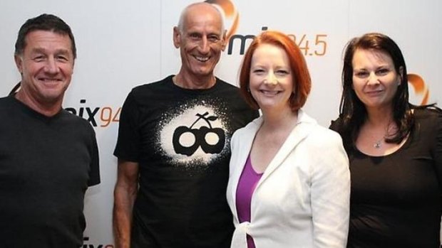 Fred Botica with his old 94.5 colleagues and ex-PM Julia Gillard.