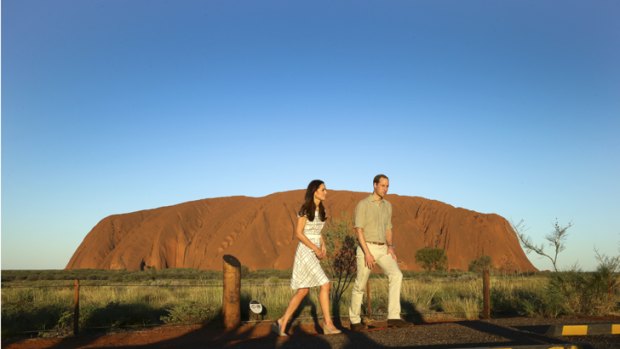 The royal couple were earlier given a private guided tour of Uluru's Kuniya walk.