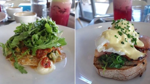 The corn fritters and eggs benedict at Bathers Beach House in Fremantle 