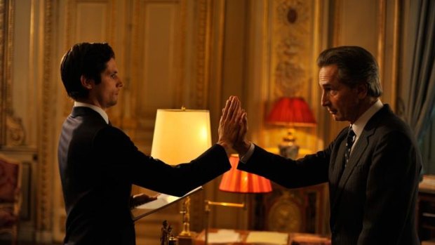 Thierry Lhermitte stars as Foreign Minister Alexandre Taillard de Vorms, and Raphael Personnaz is his adviser Arthur Vlaminck in Bertrand Tavernier's political comedy <i>The French Minister</i>.