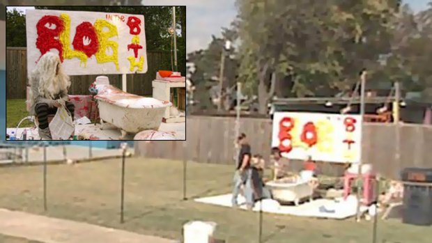 The scene on Google Maps and, inset, regular photographs from the Flaming Lips MySpace page.