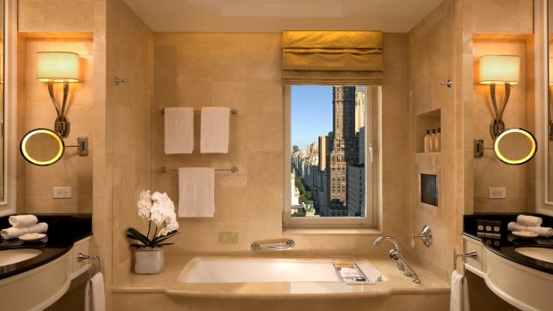 Peninsula Hotel New York bathroom. Peninsula Hotels are ahead of the game,  boasting some clever female-friendly amenities,