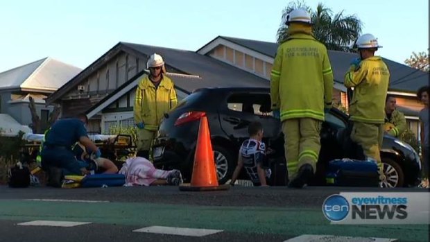 Four cyclists were injured in two separate crashes in Highgate Hill on Friday morning.