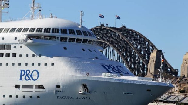 The P&O Pacific Jewel Cruise Ship moored at the Rocks in Sydney.