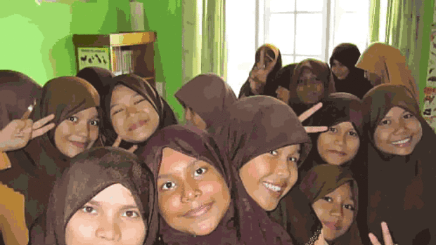 Students at the Babun Najah Pesantren boarding school, many of whom are orphans, have been some of the beneficiaries of foreign aid.