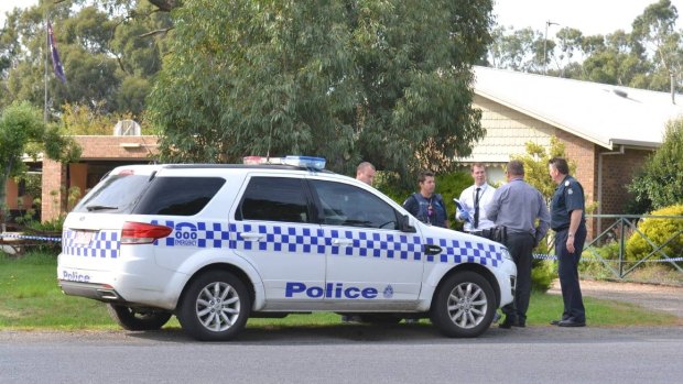 Police on scene where a woman's body was found in a Traralgon home this morning.