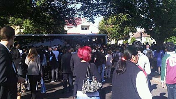 Stranded passengers at Darling station this morning.