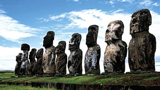 Ghostly reminder ... moai, representing old kings and clan leaders, on Easter Island.