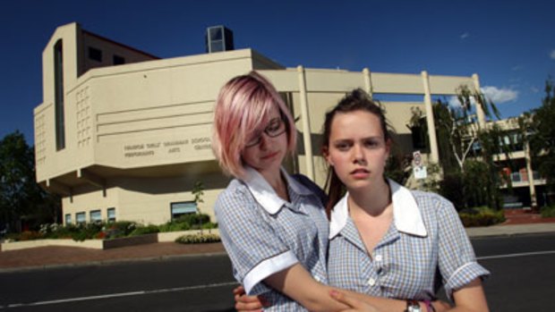 Hannah Williams (right) is not allowed to take her girlfriend, Savannah Supski, both 16, to the Ivanhoe Girls' Grammar School formal.