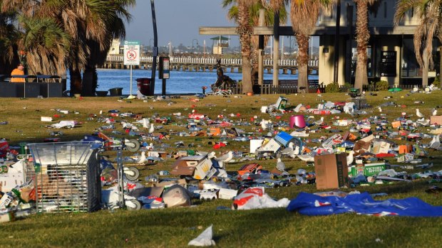 Boxes, broken glass, even a trolley: the rubbish in St Kilda is 'appalling'.