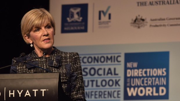 The US will remain dominant. Foreign Minister Julie Bishop at the Melbourne Institute outlook conference on Friday.