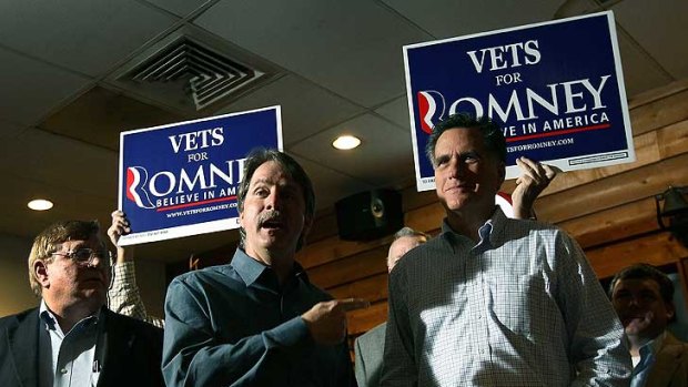 Showtime ... Mitt Romney makes a campaign appearance with comedian Jeff Foxworthy at the Whistle Stop cafe in Mobile, Alabama.